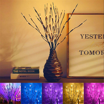 Battery Powered Decorative Lights Artificial Pussy Branch Willow Twig Christmas Vase Decoration 2pcs 40 LED Tall Vase Filler 28in Bendable For Home Christmas Holiday Party Decoration For Indoor Outdoor